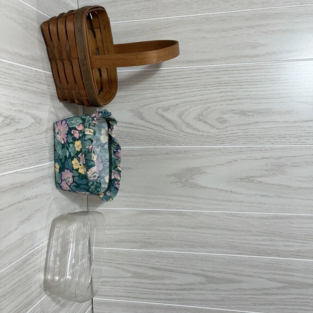 Longaberger 1993 Small Stained Easter Basket Fabric w/ Plastic protector Insert
